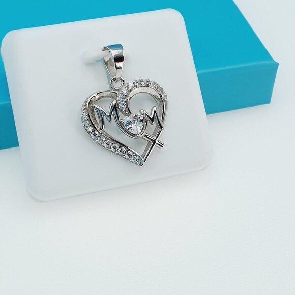 "925 Sterling Silver CZ Beautiful Mom Pendant for Women, 1USPAR4024 - Picture 10 of 11